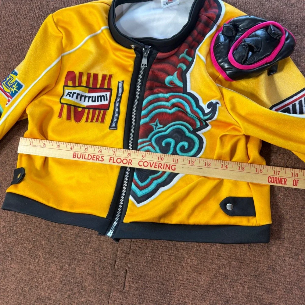 A+ fun Netflix K-Pop Demon Hunters Kids Jacket Yellow Cropped Moto Cosplay XL